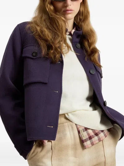 Woolrich Double Flap-pocket Jacket In Purple