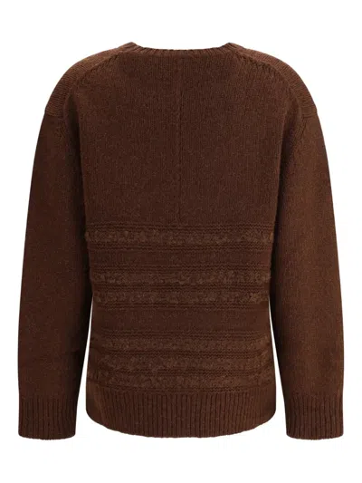 Fabiana Filippi Sweater With Round Neck In Mixed Wool In Brown
