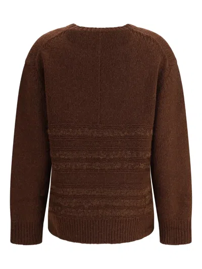 Fabiana Filippi Sweater With Round Neck In Mixed Wool In Brown