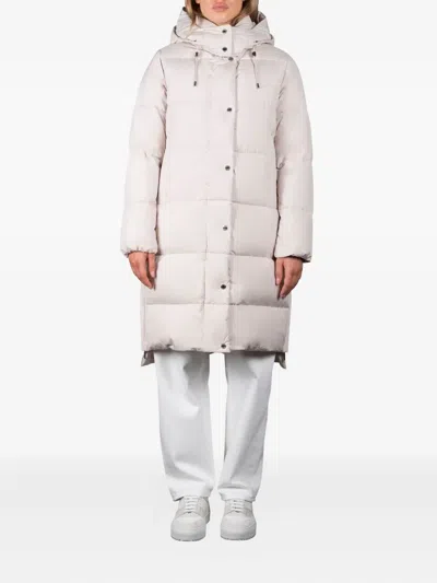 Moorer Hooded Quilted Coat In White