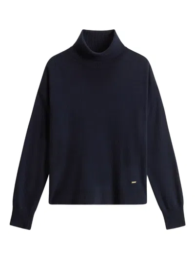 Woolrich Viscose And Silk Turtleneck Sweater In Blue