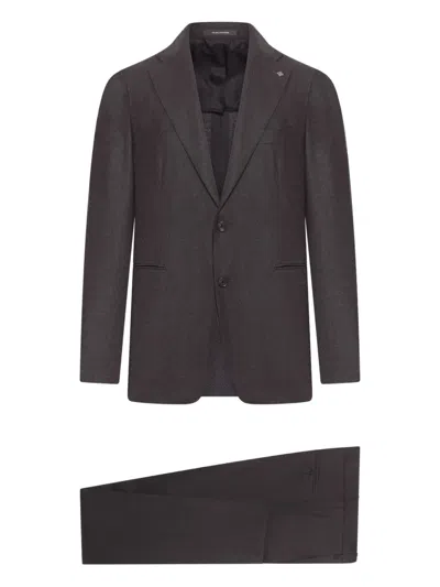 Tagliatore Single-breasted Wool Suit In Brown