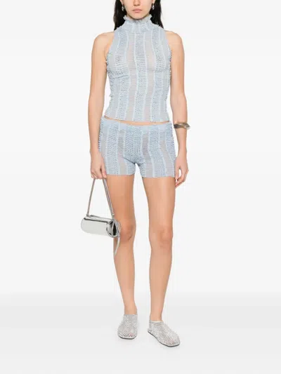 Roberta Einer Ruffled High-neck Top In Blue