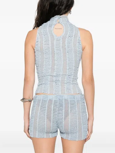 Roberta Einer Ruffled High-neck Top In Blue