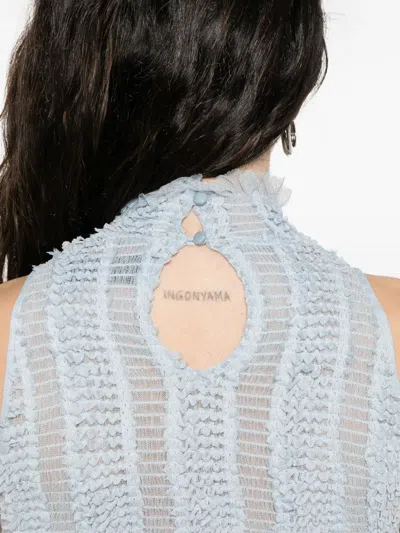 Roberta Einer Ruffled High-neck Top In Blue