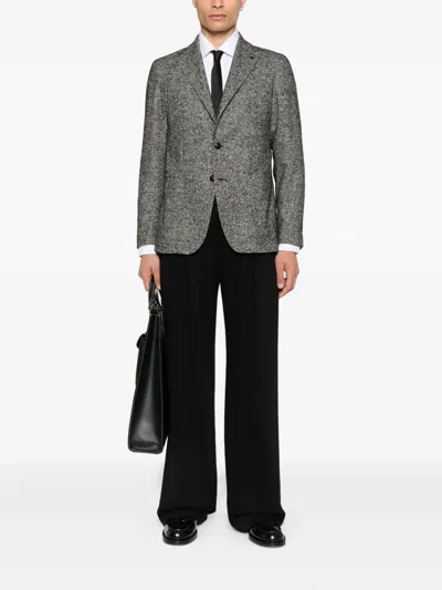 Tagliatore Textured Two-button Blazer In Gray