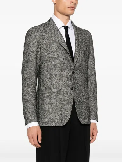Tagliatore Textured Two-button Blazer In Gray