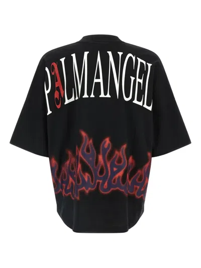 Palm Angels Flames Over T-shirt In Black