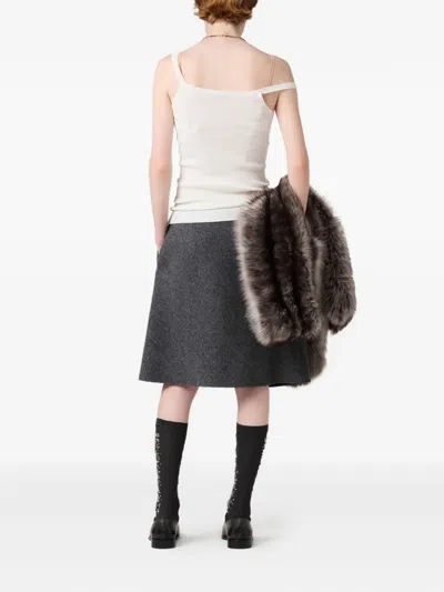 Miu Miu Pointelle V-neck Tank Top In White