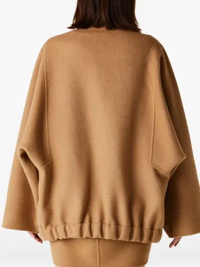 Khaite Wide-sleeve Zip-front Jacket In Brown