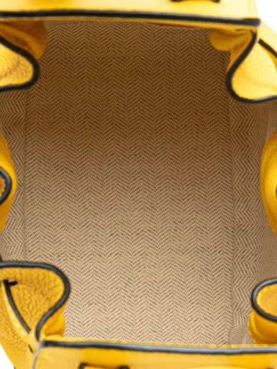 Pre-owned Loewe 2019 Mini Grained Calfskin Drawstring Hammock Bag Satchel In Yellow