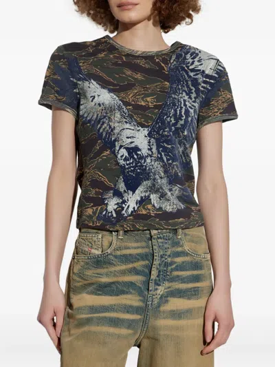 Diesel Eagle-print Camouflage T-shirt In Multi