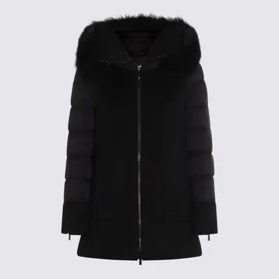 Moorer Medium-length Fresia Down Jacket With Hood And Fur In Black