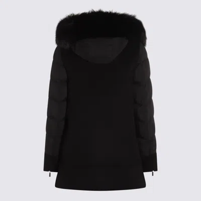 Moorer Medium-length Fresia Down Jacket With Hood And Fur In Black