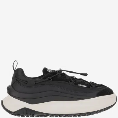 Moon Boot Fabric Sneakers With Chunky Sole And Pull Tab In Black