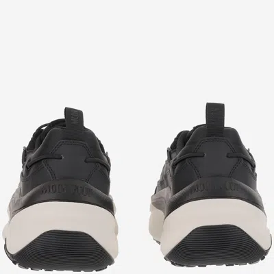 Moon Boot Fabric Sneakers With Chunky Sole And Pull Tab In Black