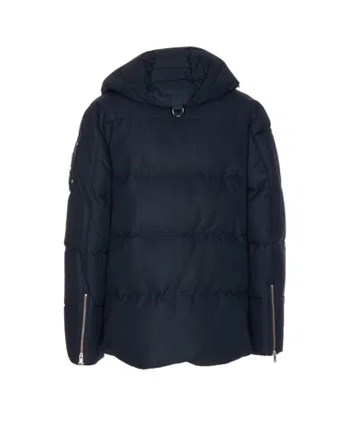 Moose Knuckles Quilted Hooded Jacket Removable Hood In Blue