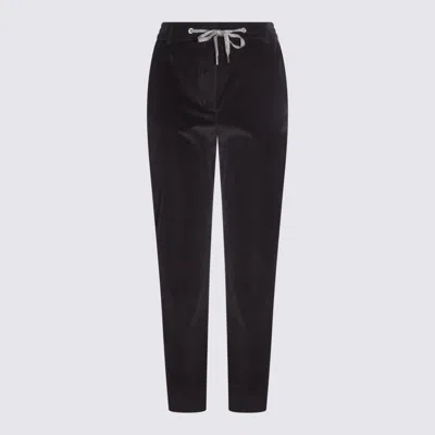 Eleventy Corduroy Drawstring Waist Trousers In Black