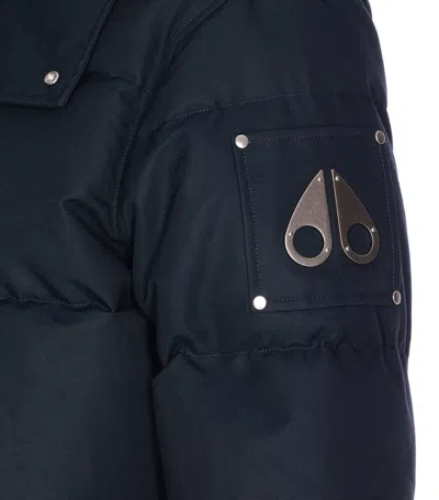 Moose Knuckles Quilted Hooded Jacket Removable Hood In Blue