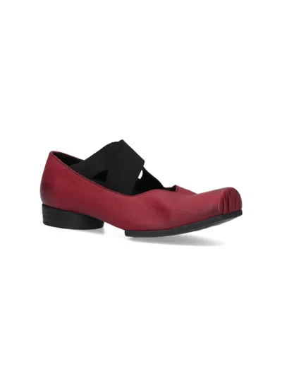 Uma Wang Red Leather Flats In Red