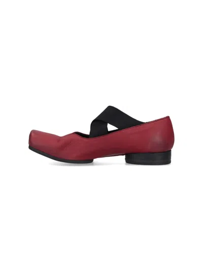 Uma Wang Red Leather Flats In Red