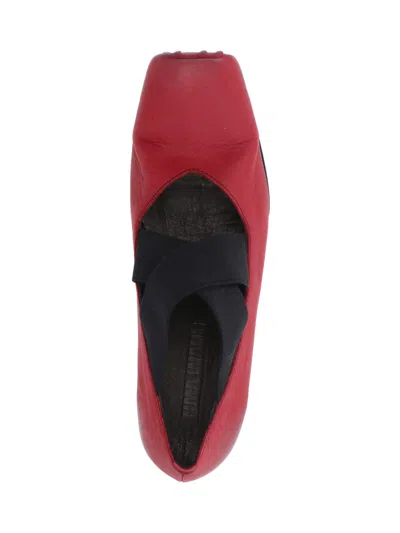 Uma Wang Red Leather Flats In Red