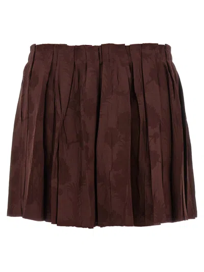 Etro Jacquard Floral Patterned Skirt In Brown