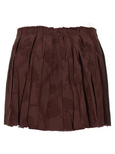 Etro Jacquard Floral Patterned Skirt In Brown