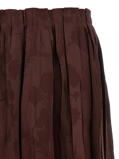 Etro Jacquard Floral Patterned Skirt In Brown