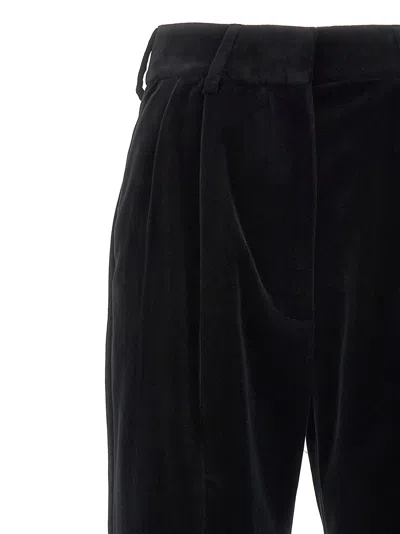 Blazé Milano Velvet Pleated Trousers With Belt Loops In Black