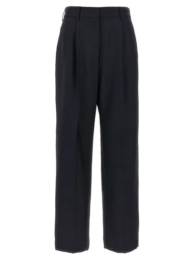 Blazé Milano Navy Blue Virgin Wool And Mohair High-waisted Pants