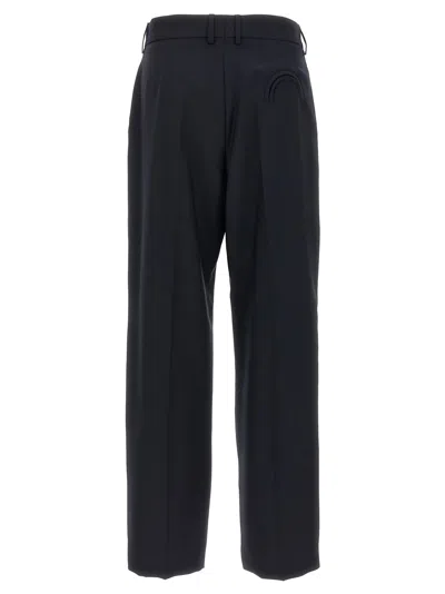 Blazé Milano Navy Blue Virgin Wool And Mohair High-waisted Pants