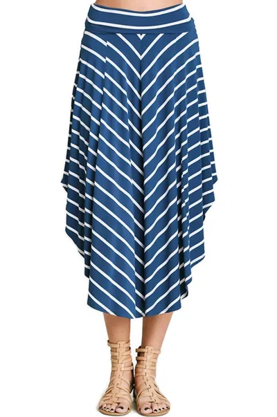 Umgee Bohemian Striped Midi Skirt In Indigo In Multi