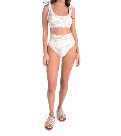 Emily Mccarthy Lottie Reversible Bikini Top In Shell Soiree And Neutral Spot Cheetah In White
