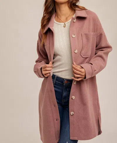 Hem & Thread Plaid Contrast Long Shacket In Grape In Pink