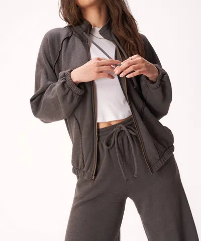 Project Social T Go Get 'em Zip Front Jacket In Vintage Black In Pink