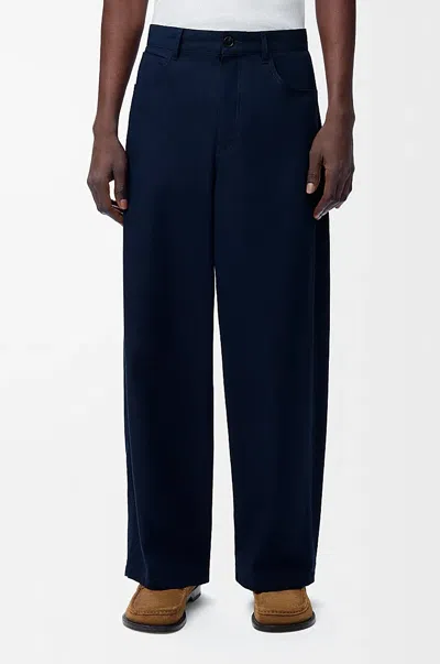 Loewe Logo-embroidered Workwear Trousers In Blue