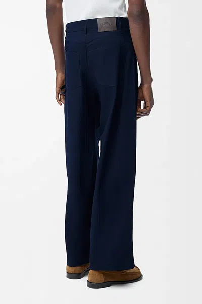 Loewe Logo-embroidered Workwear Trousers In Blue