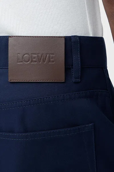 Loewe Logo-embroidered Workwear Trousers In Blue