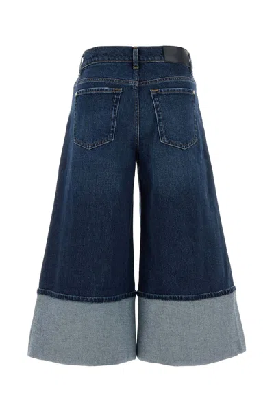 7 For All Mankind Wide-leg Jeans With Belt Loops And Contrast Hem In Blue