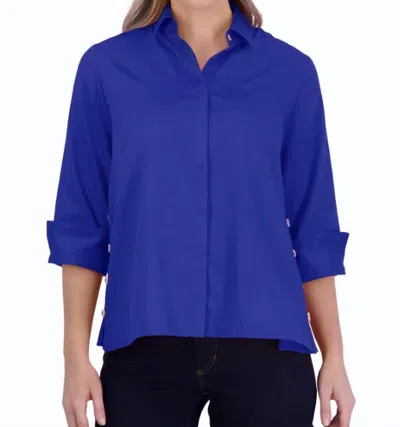 Foxcroft Beatrice Side Button Accent Shirt In Blue