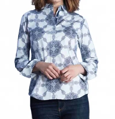 Dizzy Lizzie Rome Shirt In Medallion Navy White In Blue