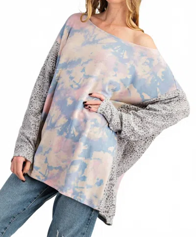 143 Story Brushed Soft Tie Dye & Cheetah Print Tunic Top In Multicolor In Multi