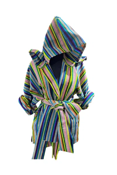Ethnique Lain Handmade Robe Jacket In Rainbow In Multi