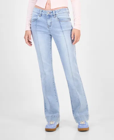 Madden Girl Juniors' Mid-rise Pintuck Bootcut Jeans In Blue
