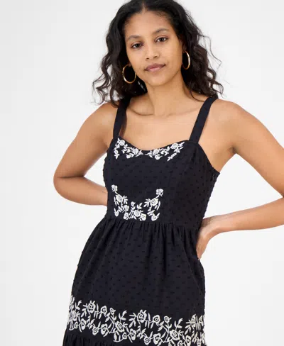 And Now This Now This Womens Embroidered Cotton Maxi Dress P Xxs Xxxl Exclusively At Macys In Black