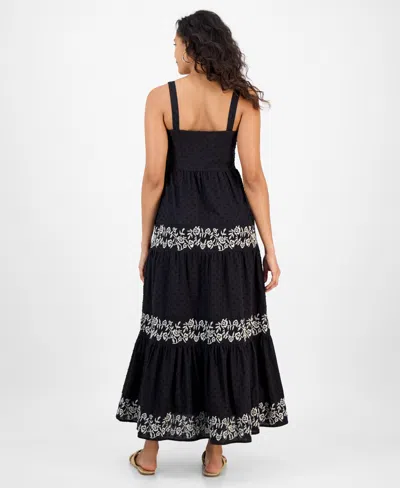 And Now This Now This Womens Embroidered Cotton Maxi Dress P Xxs Xxxl Exclusively At Macys In Black