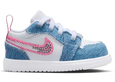 Pre-owned Jordan 1 Low Alt Se Denim Sequin Sneakers In Cobalt Blue Bliss/white/pink Glow