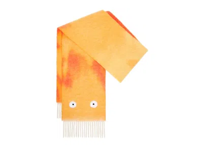 Pre-owned Loewe Women's  X Howls Calcifer Scarf In Mohair And Wool Blend In Orange/red In Multi
