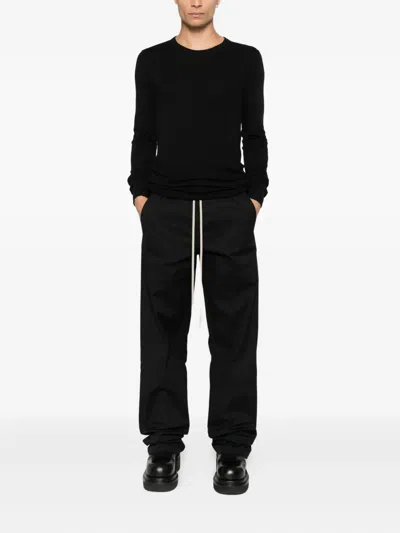 Rick Owens Minimalist Level Seam Cotton T-shirt With Crew Neck In Black